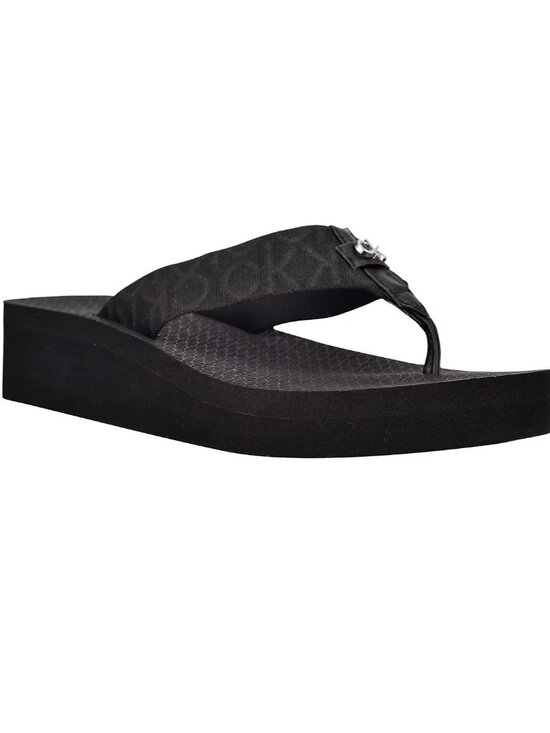 Calvin Klein Womens Meena Logo Platform Flip Flops Black Size 7 MSRP $39 - Picture 1 of 5